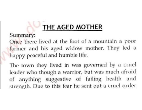 summary of aged mother .
